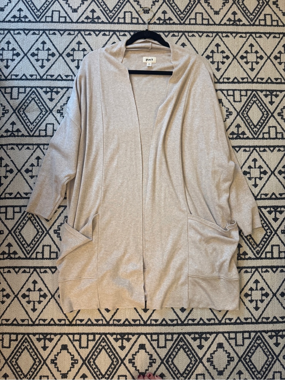 Pact Lightweight Organic Cotton Open-Front Airplane Cardigan with Pockets